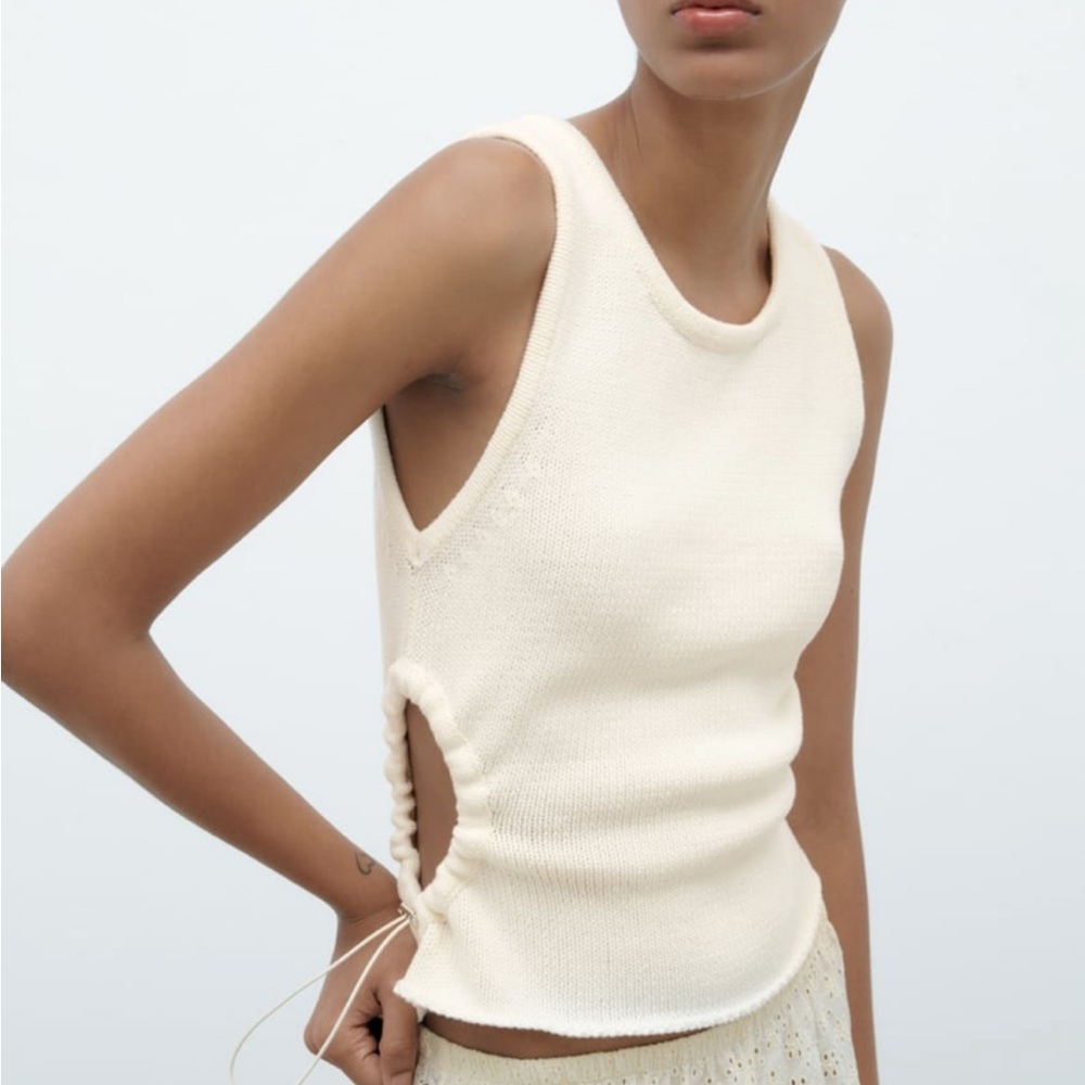 Zara Brown Tank Top w/ Cut Outs Size 2